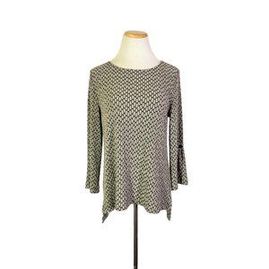 Habitat Size S Textured Knit Stretchy Tunic Top 3/4 Sleeves Grey Black
